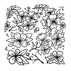 Vector illustration of Cherry Blossom doodle art