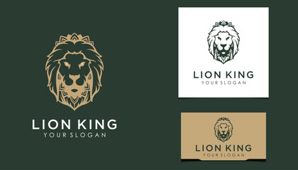 King Lion Head Logo Template, Lion Strong Logo Golden Royal Premium Elegant Design