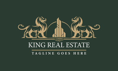 King Estate Lion Crest Logo Template