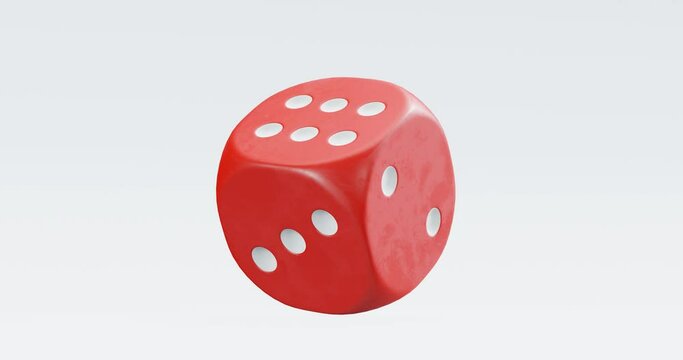 3d render of fast rolling dice with for casino or gambling concept, looping video.