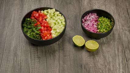 Tidy and chopped vegetables to prepare a shrimp broth