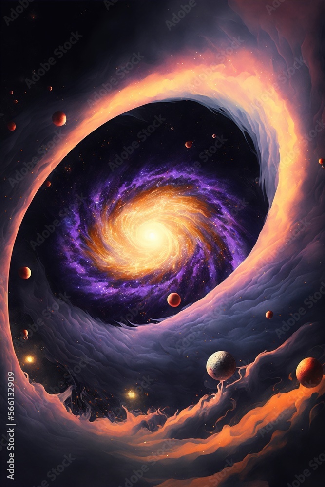 Wall mural mysterious vast galaxy with generative ai