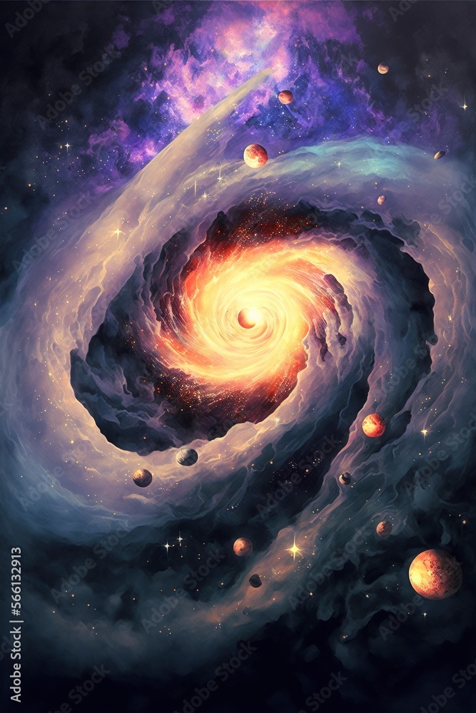 Wall mural mysterious vast galaxy with generative ai