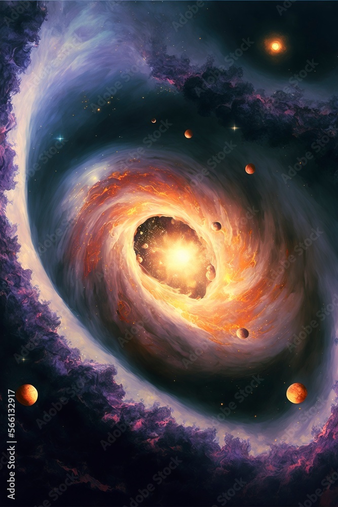 Wall mural mysterious vast galaxy with generative ai