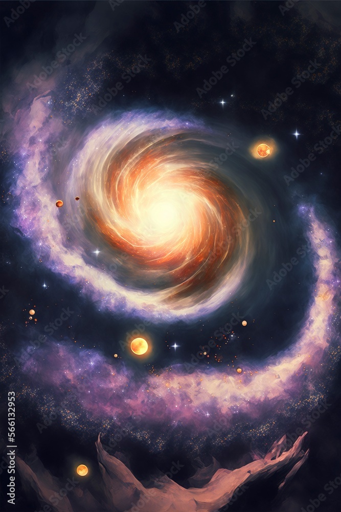 Wall mural mysterious vast galaxy with generative ai