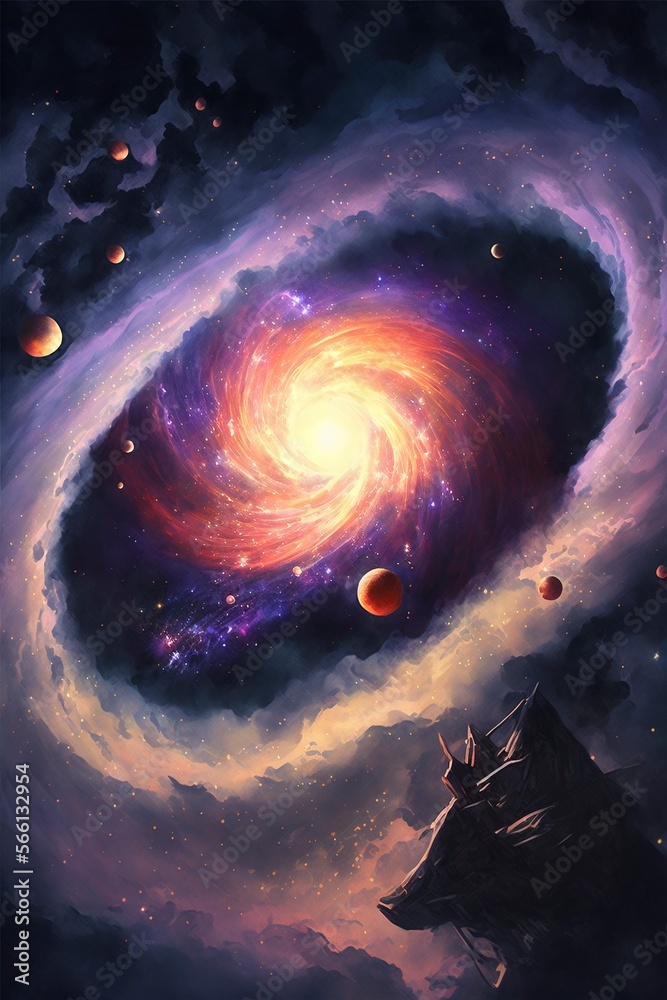 Wall mural mysterious vast galaxy with generative ai