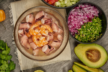 Shrimp broth without shells with vegetables for side dish