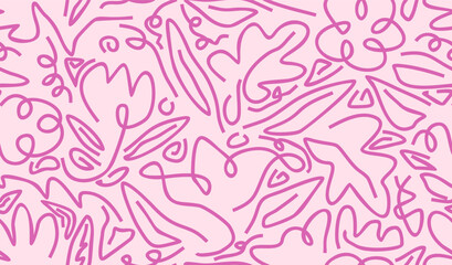 line doodle seamless pattern.  abstract background for children or trendy design with basic shapes.