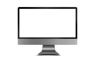 Computer monitor modern mockups with blank frameless screens on white background vector design.