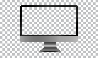 Computer monitor modern mockups with blank frameless screens vector design.