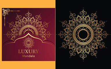 Fototapeta na wymiar luxury ornamental mandala design background in gold color for yourself