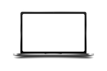 Laptop modern mockups with blank frameless screens on white background vector design.