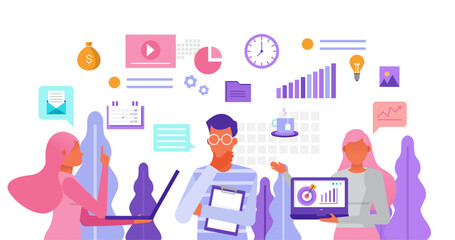 People sharing idea for business plan concept. Business People character vector design.