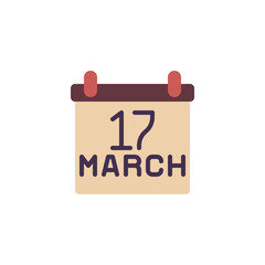 17 march calendar flat icon