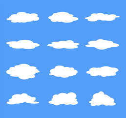 Set of Clouds icon vector design on blue background. no2