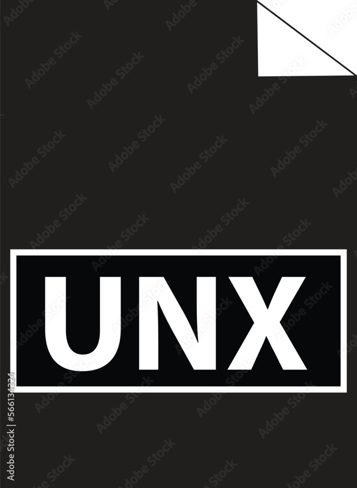 Poster unx text file extension icon on white background. unx document data file format symbol. flat style.