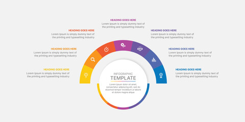 Fototapeta premium Seven Options, Timeline, Circle Infographic Template Design