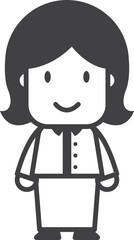 Character of a female waitress illustration in minimal style