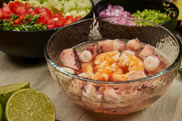 Shrimp broth without shells with vegetables for side dish