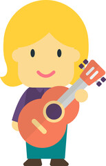 classical guitar player illustration in minimal style