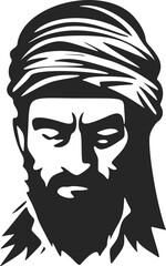 Black and white modern logo depicting a man of Arab appearance.