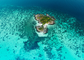 The tropical with seashore island in a coral reef ,blue and turquoise sea Amazing nature landscape...