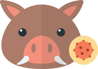 Pig and virus illustration in minimal style