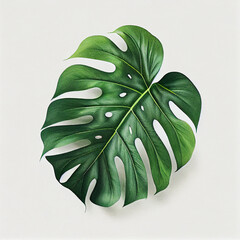 Monstera leaf illustration on white background. generative ai