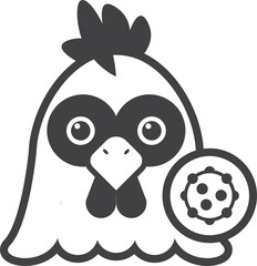 chicken and virus illustration in minimal style