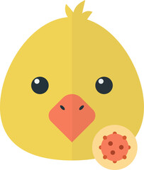 chicken and virus illustration in minimal style