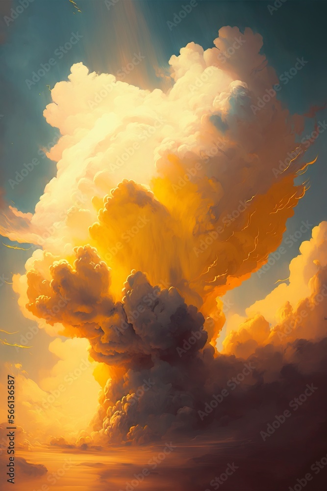 Wall mural clouds with generative ai