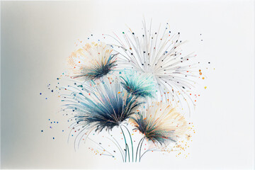 Watercolor splash fireworks wallpaper. generative ai