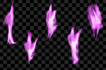 Purple burning shape flame sign. Blank triangle fire with electric power around frame lights. The best stock photo image orange electric power