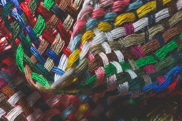 Multicolored woven sewing threads