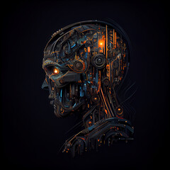 Drawing of artificial intelligence on black background. generative ai