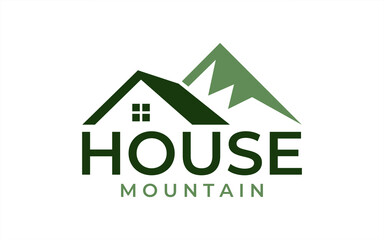 Illustration Simple Mountain with house Logo Design