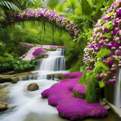 A waterfall of cascading orchids2, Generative AI