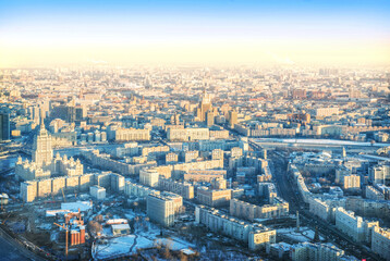 View of the city from the observation deck to the Hotel and the Ministry of Foreign Affairs, Moscow City