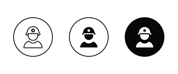 Military soldier army, Armed force. Soldier in uniform. Service duty. Guard officer, war icon symbol logo illustration,editable stroke, flat design style isolated on white