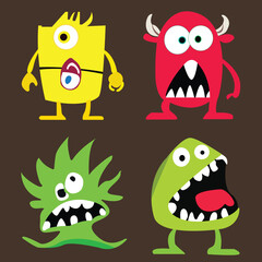 Set of funny cartoon monsters vector