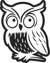 Cute and positive black and white owl logo.