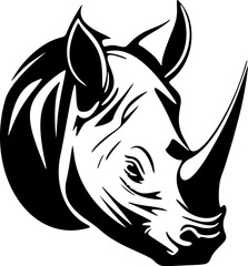 Make a bold statement with our striking black and white modern rhino head logo.