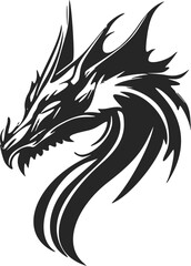 Fototapeta premium Make a bold statement with our striking, black and white, stylish dragon head logo.