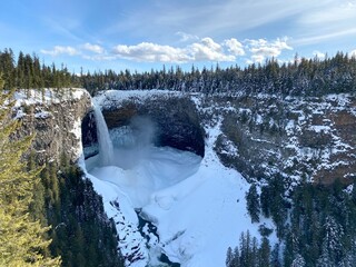 Frozen waterfall in winter