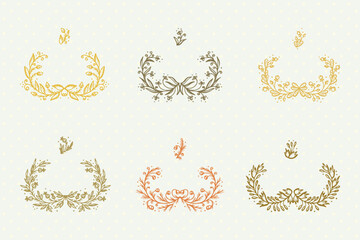 Flowers. Berry sprigs. Hand Drawn doodle floral design elements - Vector Set