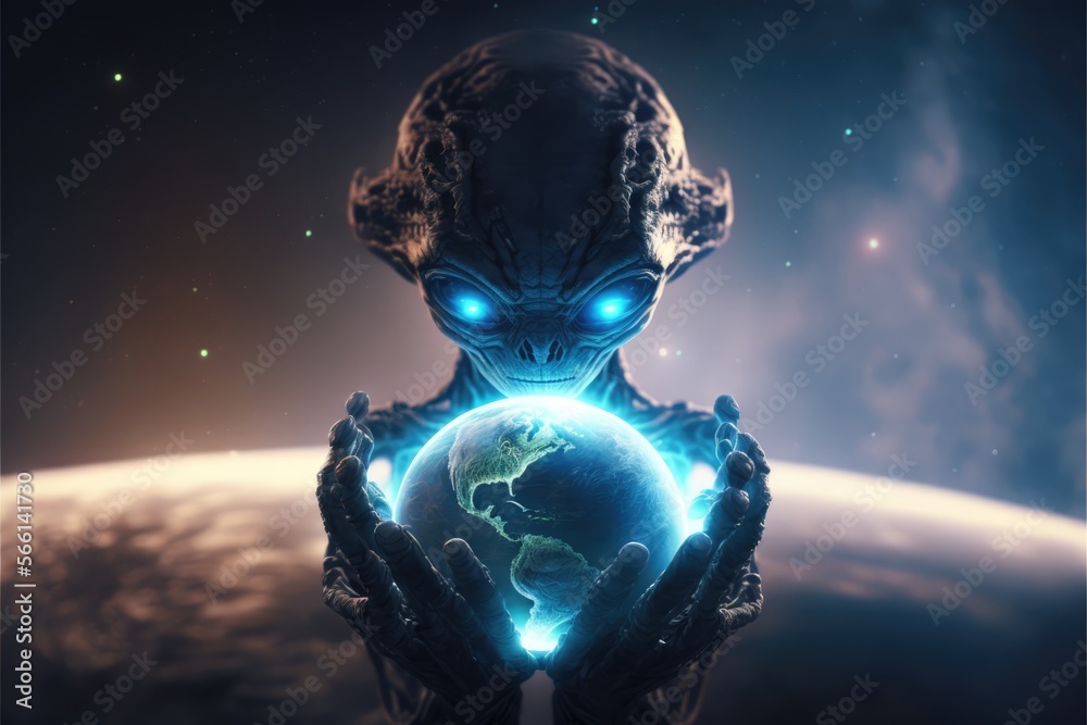 Wall mural alien in space made with generative ai