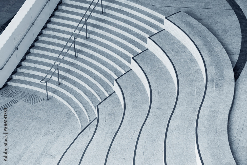 Poster Stairway of modern architecture. Building abstract background