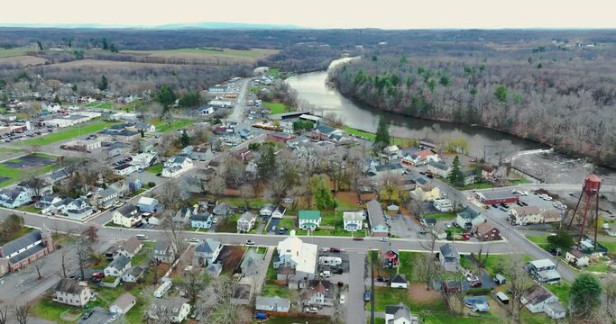 11-17-2022, Afternoon aerial video of the area surrounding the hamlet of Wallkill, Town of Shawangunk, NY, USA