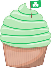 St. Patrick s day with Green Cupcake Flat Icon Design