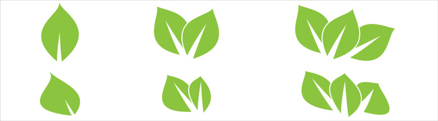 leaf icon set. green leaf icon collections flat. vector illustration